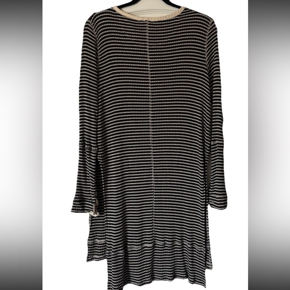 We The Free Free People Striped Henley Thermal Tunic Top Long Sleeve Raw Hem - Picture 3 of 6